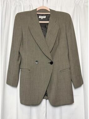 Vintage Giorgio Armani Double Breasted Black & White Houndstooth Blazer 44 (S/M)